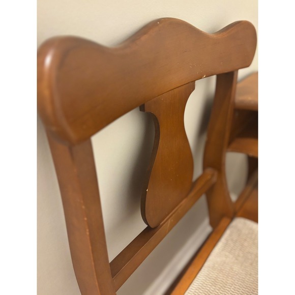 Vintage Gossip Bench Wooden Chair Desk Storage Shelf Telephone Table Tan cushion - Picture 3 of 16